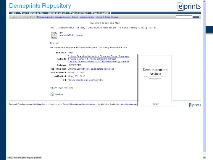 EPrints Record (with document preview) 