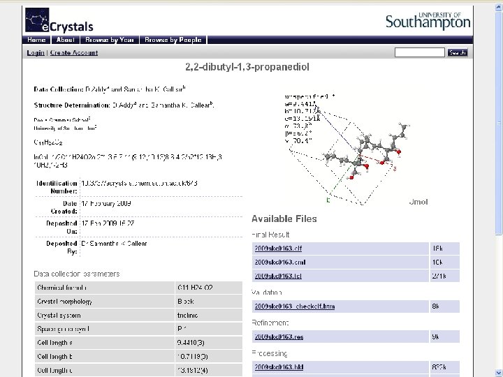 Data Repository: e. Crystals 