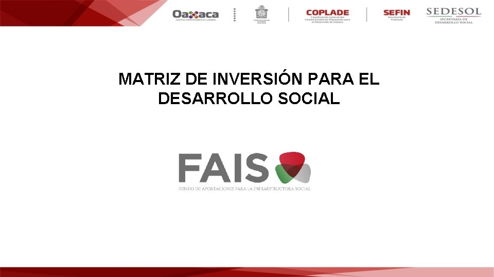 MATRIZ DE INVERSIN PARA EL DESARROLLO SOCIAL QUE