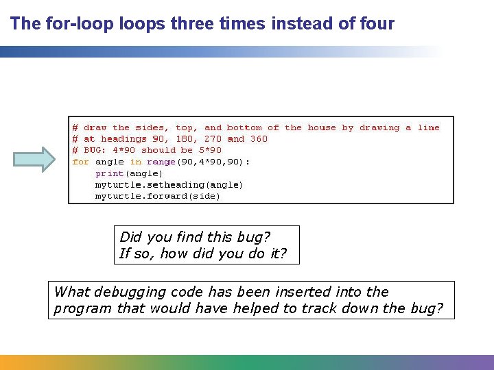 The for-loops three times instead of four Did you find this bug? If so,