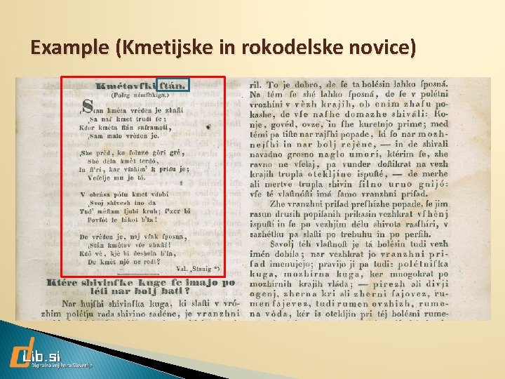 Example (Kmetijske in rokodelske novice) 