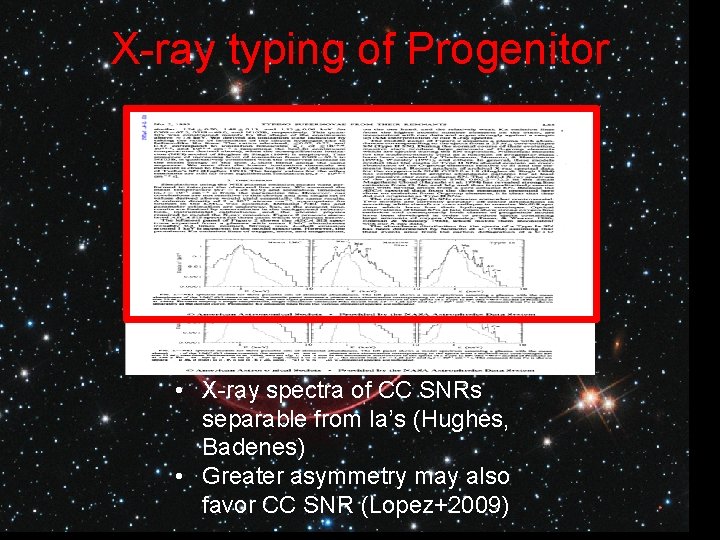 X-ray typing of Progenitor • For young SNRs, • X-ray spectra of CC SNRs