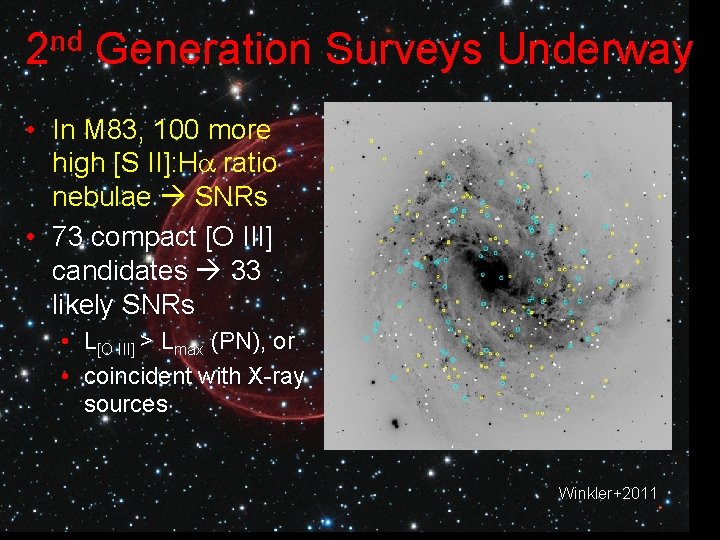 nd 2 Generation Surveys Underway • In M 83, 100 more high [S II]: