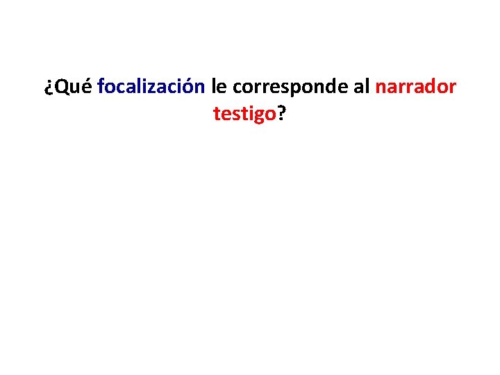 ¿Qué focalización le corresponde al narrador testigo? 