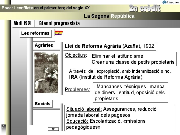 Poder i conflicte en el primer terç del segle XX La Segona República Abril