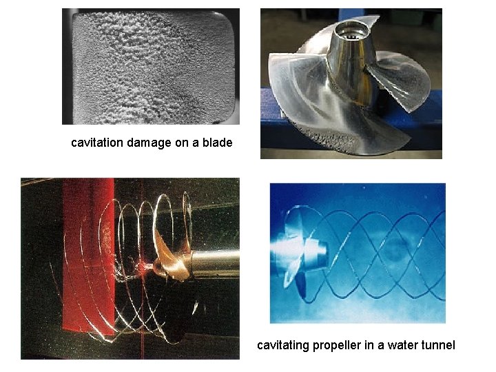 cavitation damage on a blade cavitating propeller in a water tunnel 