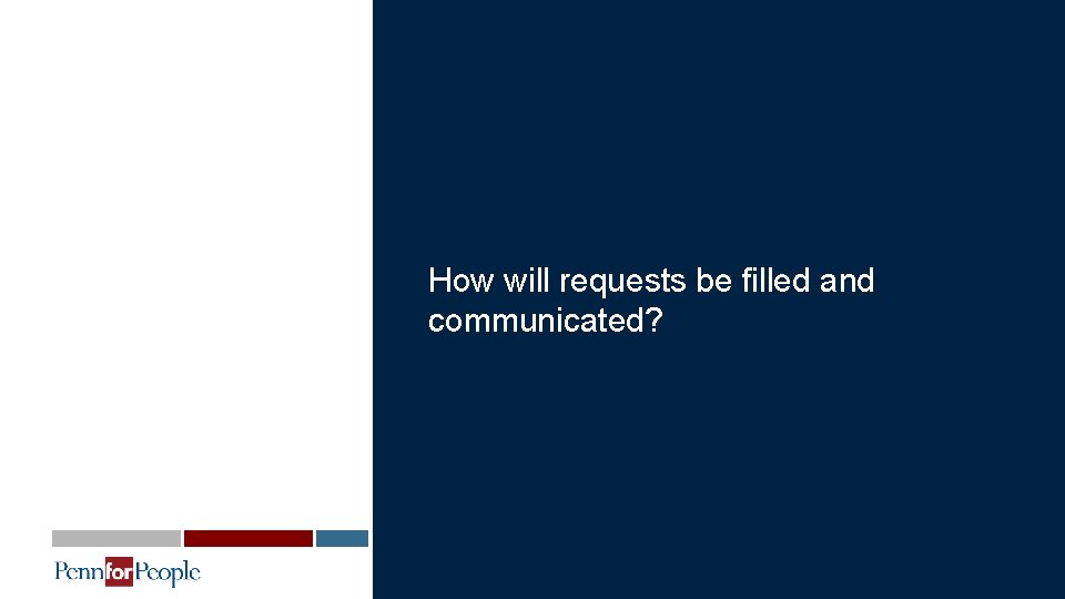 How will requests be filled and communicated? 