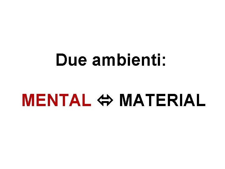 Due ambienti: MENTAL MATERIAL 