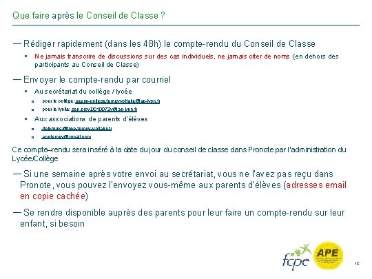 Que faire après le Conseil de Classe ? — Rédiger rapidement (dans les 48