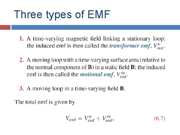 Three types of EMF 