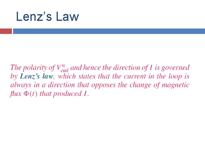 Lenz’s Law 