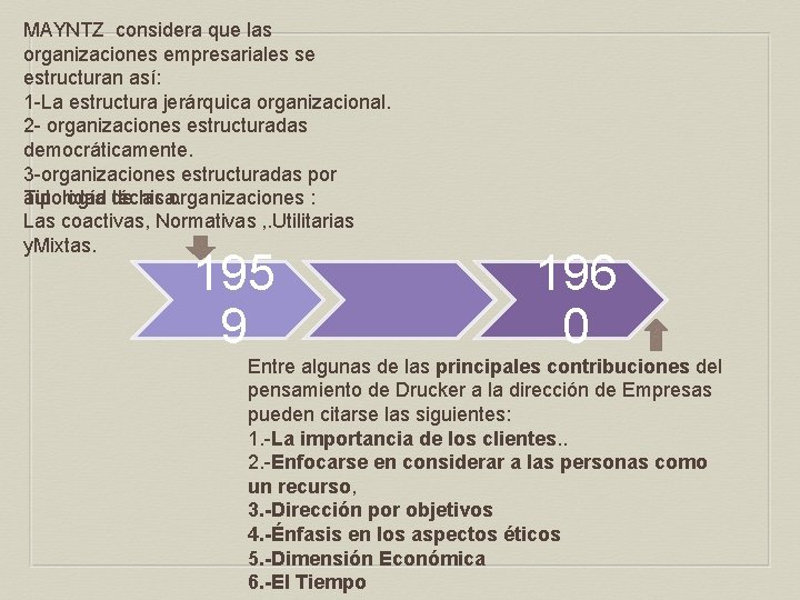 MAYNTZ considera que las organizaciones empresariales se estructuran así: 1 -La estructura jerárquica organizacional.