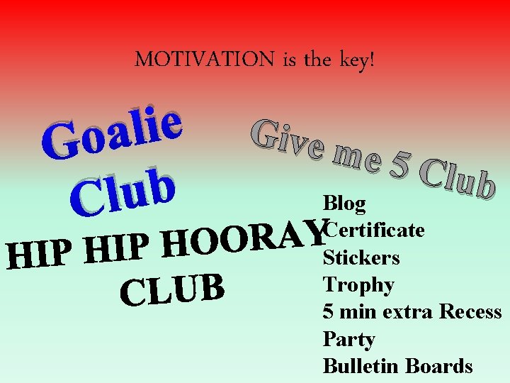 MOTIVATION is the key! e i l a Go b u l C Give