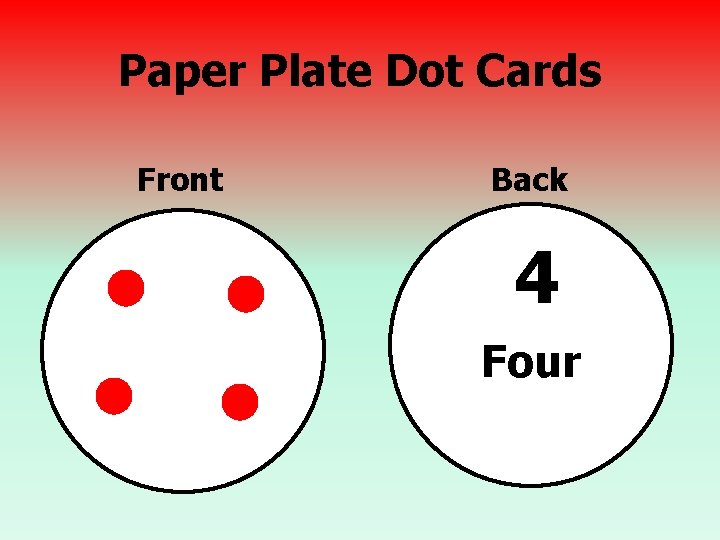 Paper Plate Dot Cards Front Back 4 Four 
