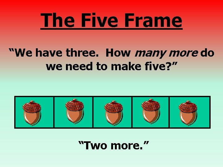 The Five Frame “We have three. How many more do we need to make