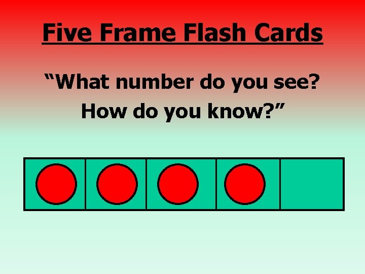 Five Frame Flash Cards “What number do you see? How do you know? ”