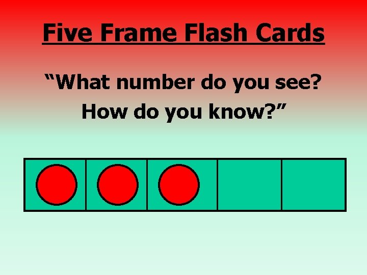 Five Frame Flash Cards “What number do you see? How do you know? ”