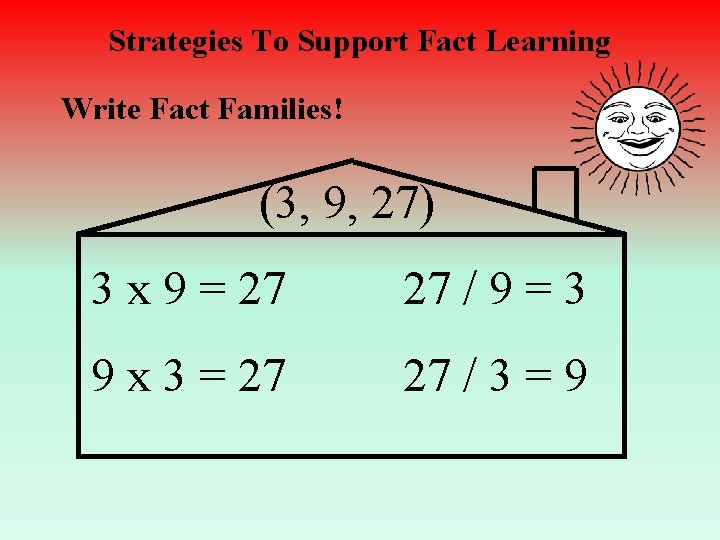 Strategies To Support Fact Learning Write Fact Families! (3, 9, 27) 3 x 9