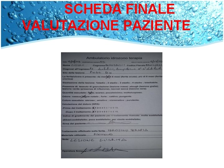 SCHEDA FINALE VALUTAZIONE PAZIENTE 