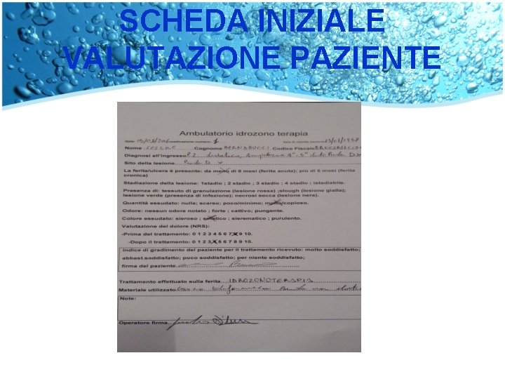 SCHEDA INIZIALE VALUTAZIONE PAZIENTE 