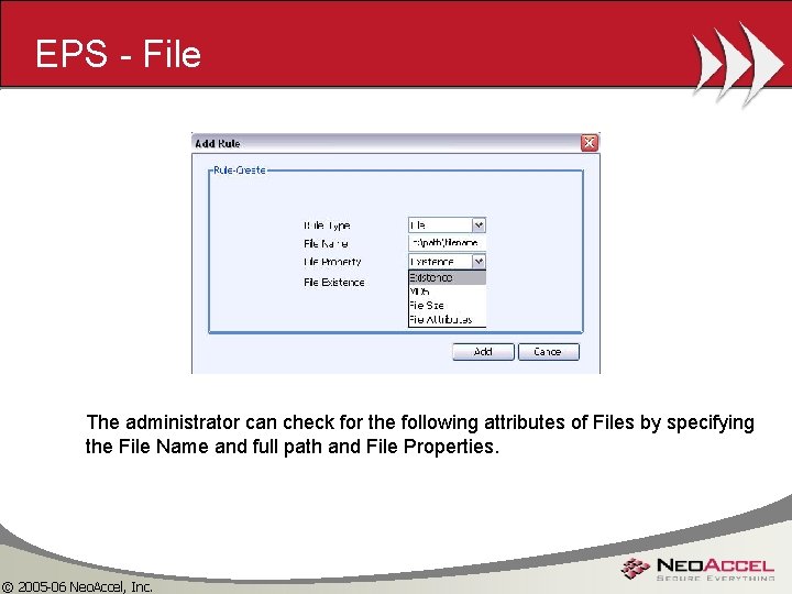 EPS - File The administrator can check for the following attributes of Files by