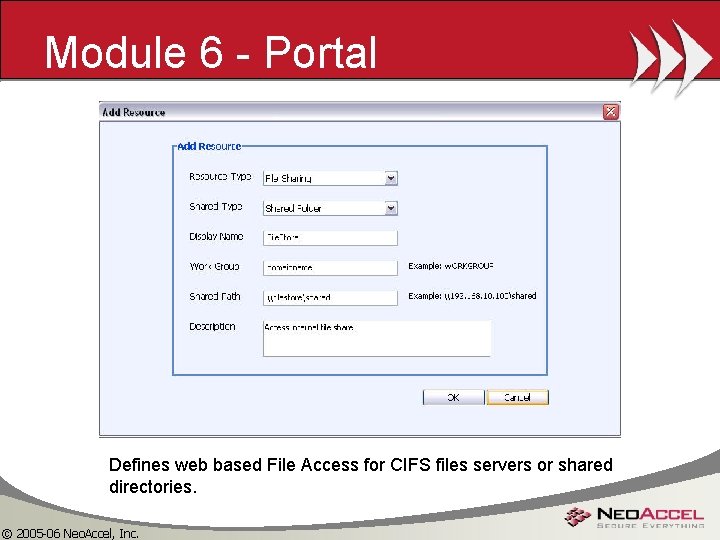 Module 6 - Portal Defines web based File Access for CIFS files servers or