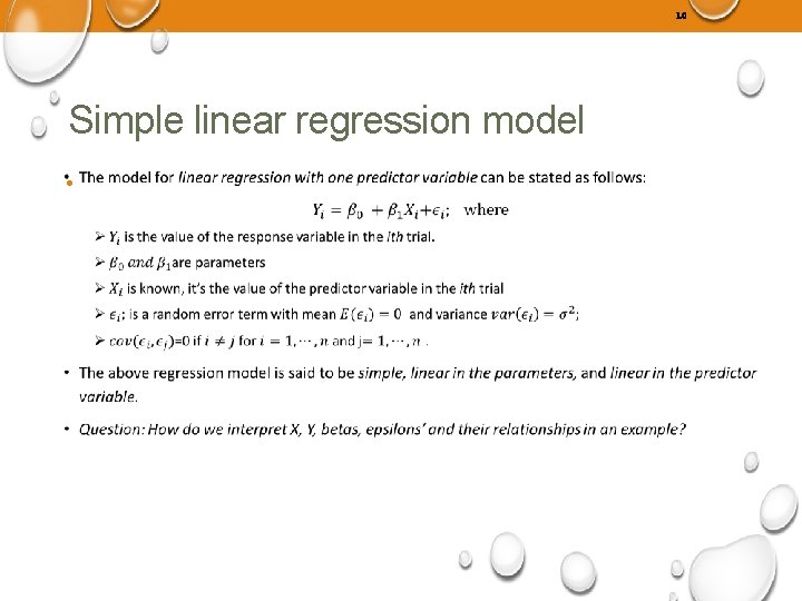 10 Simple linear regression model • 