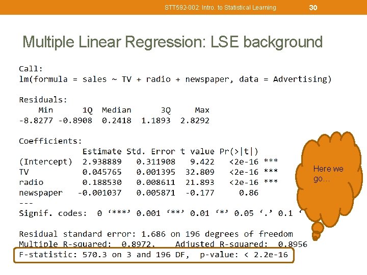STT 592 -002: Intro. to Statistical Learning 30 Multiple Linear Regression: LSE background Here