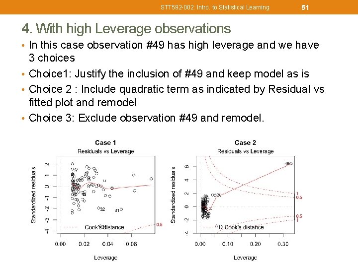 STT 592 -002: Intro. to Statistical Learning 51 4. With high Leverage observations •