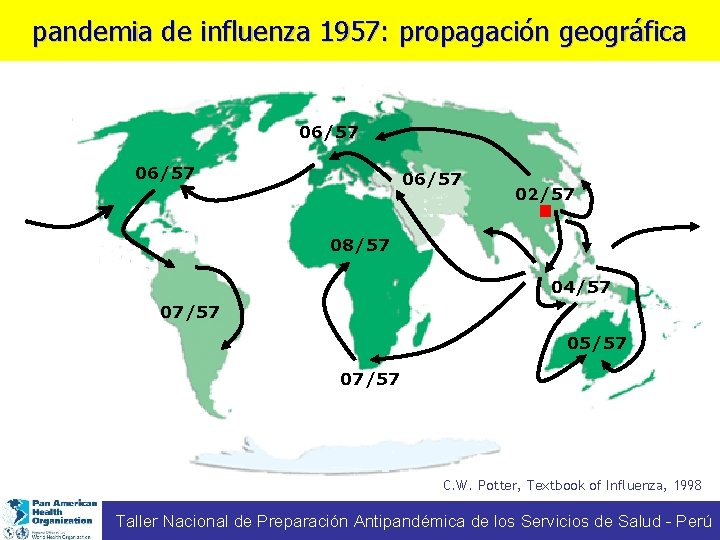pandemia de influenza 1957: propagación geográfica 06/57 02/57 08/57 04/57 07/57 05/57 07/57 C.