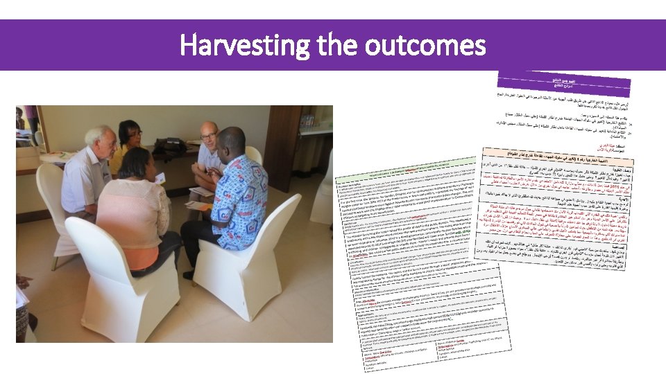 Harvesting the outcomes Harvesting the outcomes