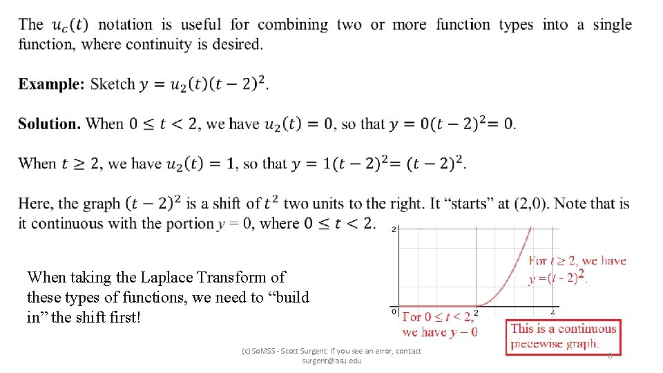  When taking the Laplace Transform of these types of functions, we need to