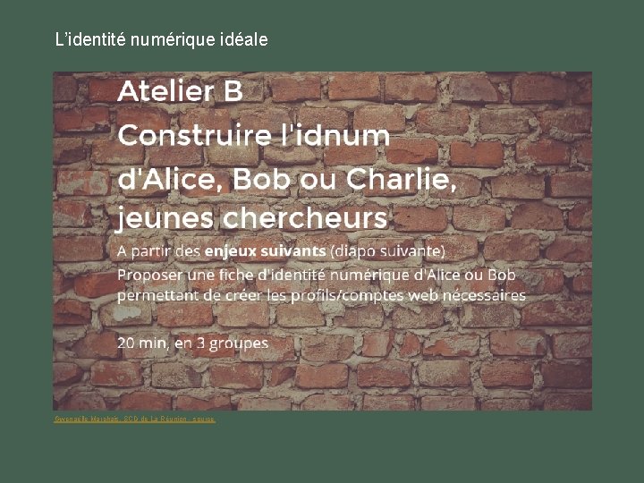 L’identité numérique idéale Gwenaëlle Marchais, SCD de La Réunion - source L’identité numérique idéale Gwenaëlle Marchais, SCD de La Réunion - source