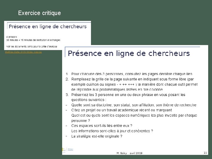 Exercice critique Mathieu Saby, SCD Unice - source Exercice critique Mathieu Saby, SCD Unice - source