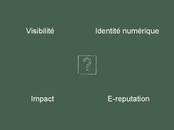 Visibilité Identité numérique Impact E-reputation Visibilité Identité numérique Impact E-reputation