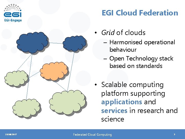 EGI Cloud Federation • Grid of clouds – Harmonised operational behaviour – Open Technology