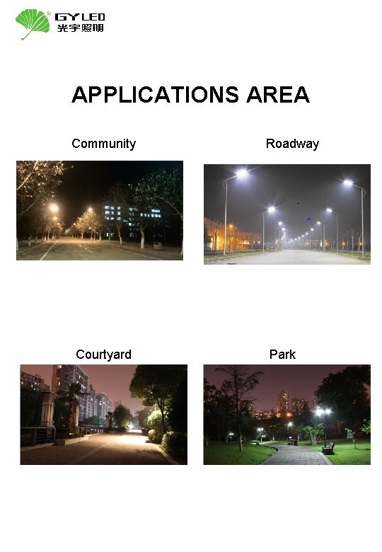 APPLICATIONS AREA Community Courtyard Roadway Park 