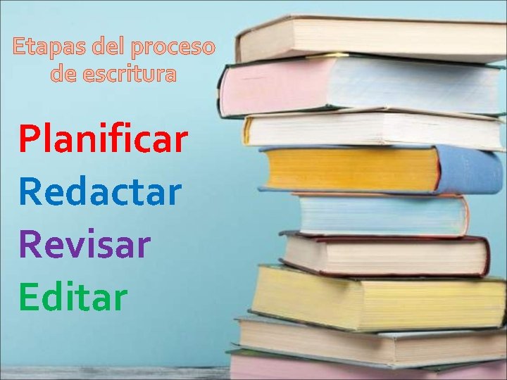 Etapas del proceso de escritura Planificar Redactar Revisar Editar Etapas del proceso de escritura Planificar Redactar Revisar Editar