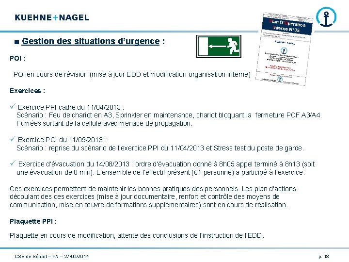 ■ Gestion des situations d’urgence : POI en cours de révision (mise à jour ■ Gestion des situations d’urgence : POI en cours de révision (mise à jour