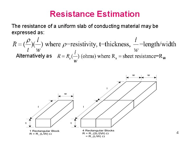 Resistance Estimation The resistance of a uniform slab of conducting material may be expressed