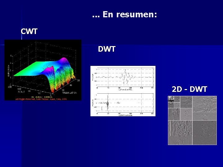 . . . En resumen: CWT DWT 2 D - DWT 