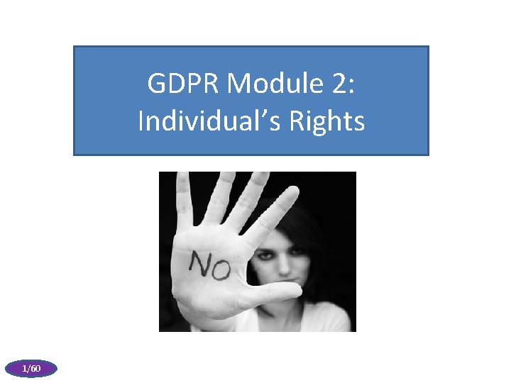 GDPR Module 2: Individual’s Rights 1/60 