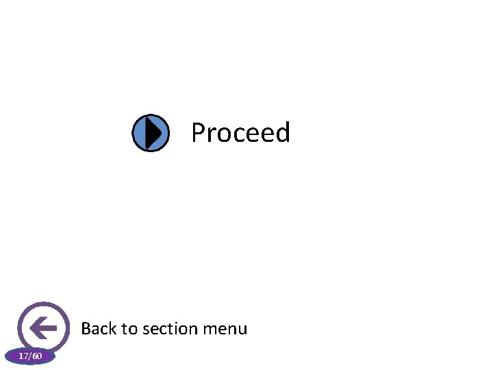 Proceed Back to section menu 17/60 