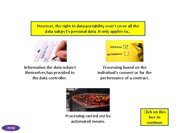 However, the right to data portability won’t cover all the data subject’s personal data.