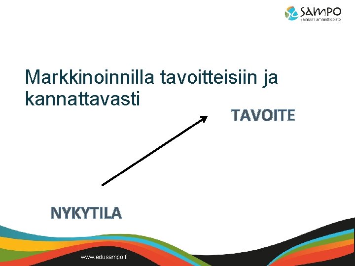 Markkinoinnilla tavoitteisiin ja kannattavasti TAVOITE NYKYTILA www. edusampo. fi Markkinoinnilla tavoitteisiin ja kannattavasti TAVOITE NYKYTILA www. edusampo. fi