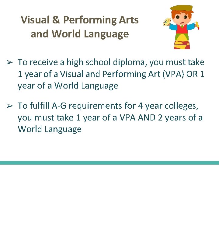 Visual & Performing Arts and World Language ➢ To receive a high school diploma,