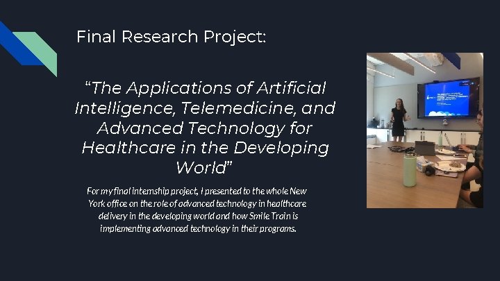 Final Research Project: “The Applications of Artificial Intelligence, Telemedicine, and Advanced Technology for Healthcare