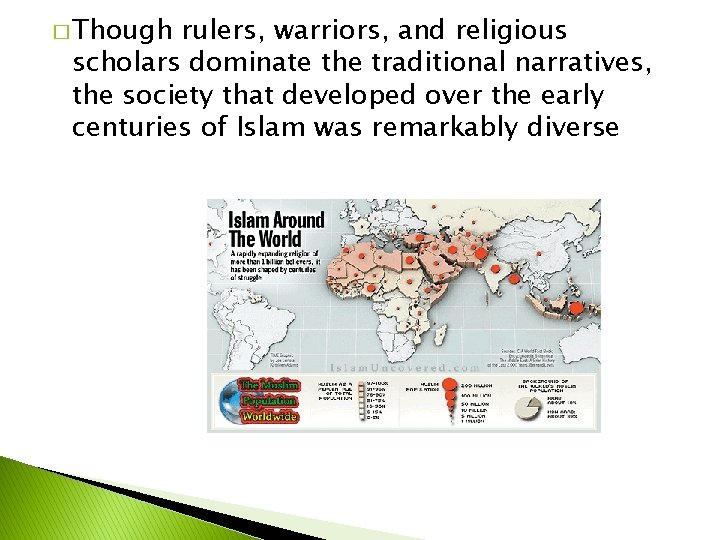 � Though rulers, warriors, and religious scholars dominate the traditional narratives, the society that