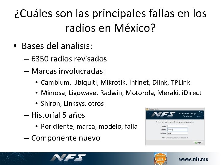 ¿Cuáles son las principales fallas en los radios en México? • Bases del analisis: