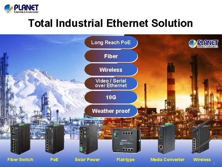 Total Industrial Ethernet Solution Long Reach Po. E Fiber Wireless Video / Serial over